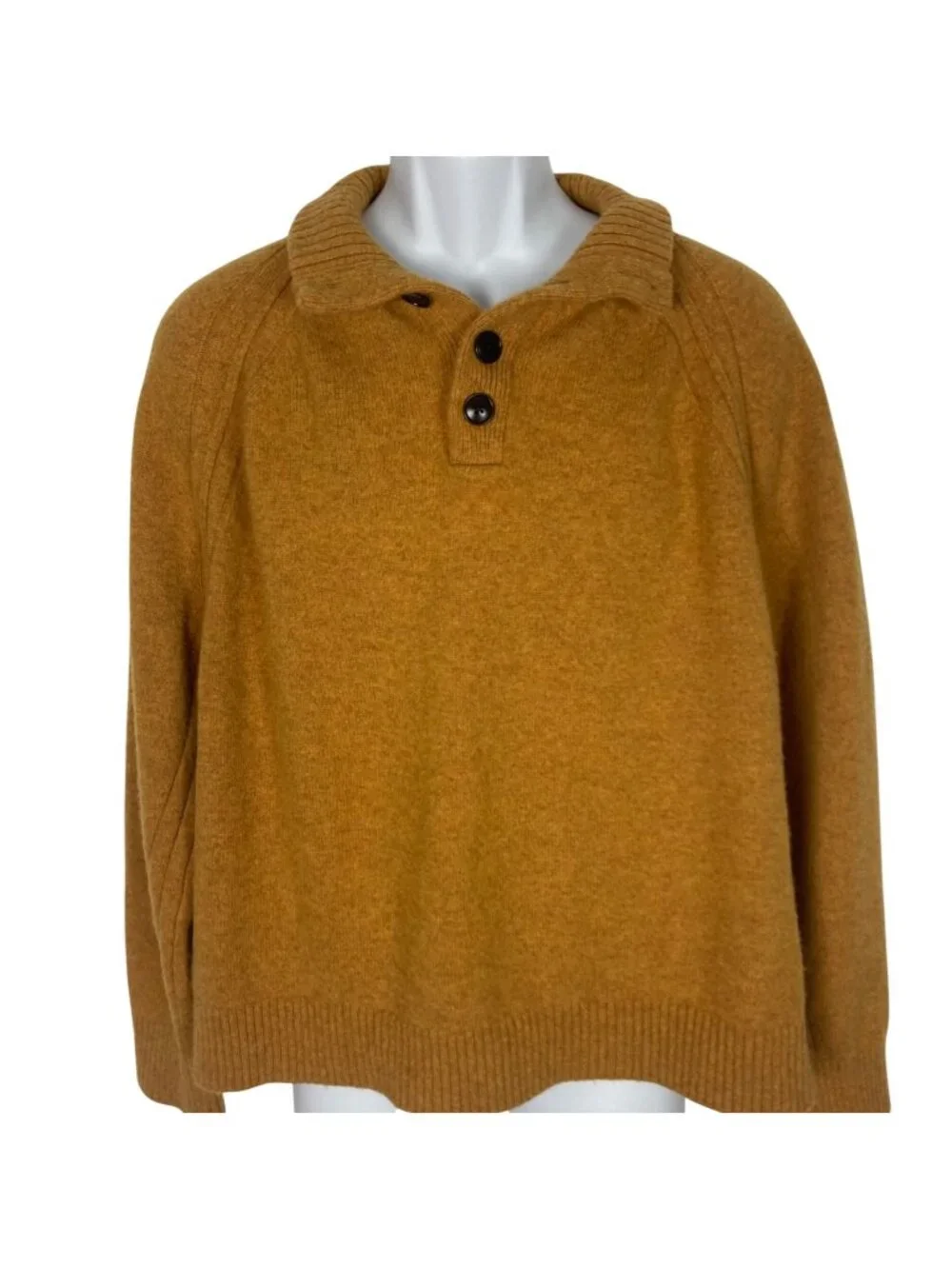 Banana Republic Wool Blend Pullover Henley Sweater Mens XL Mustard Yellow Soft